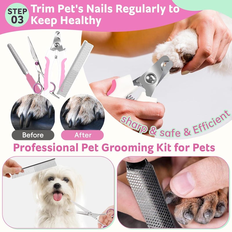2TRUL Bath Grooming Kit for Pets, 10pcs Dog Brush for Shedding with Dog Nail Clipper and Trimmer, Dog and Cat Grooming Supplies, Dematting Comb for Dogs, Pet Bath Supplies - Image 5